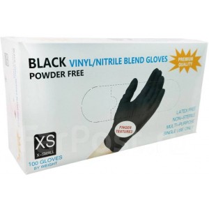 Перчатки винил/нитрил нестерильные, размер XS, №50(пар) черный