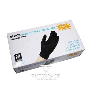 Перчатки винил/нитрил нестерильные, размер M, №50(пар) черный